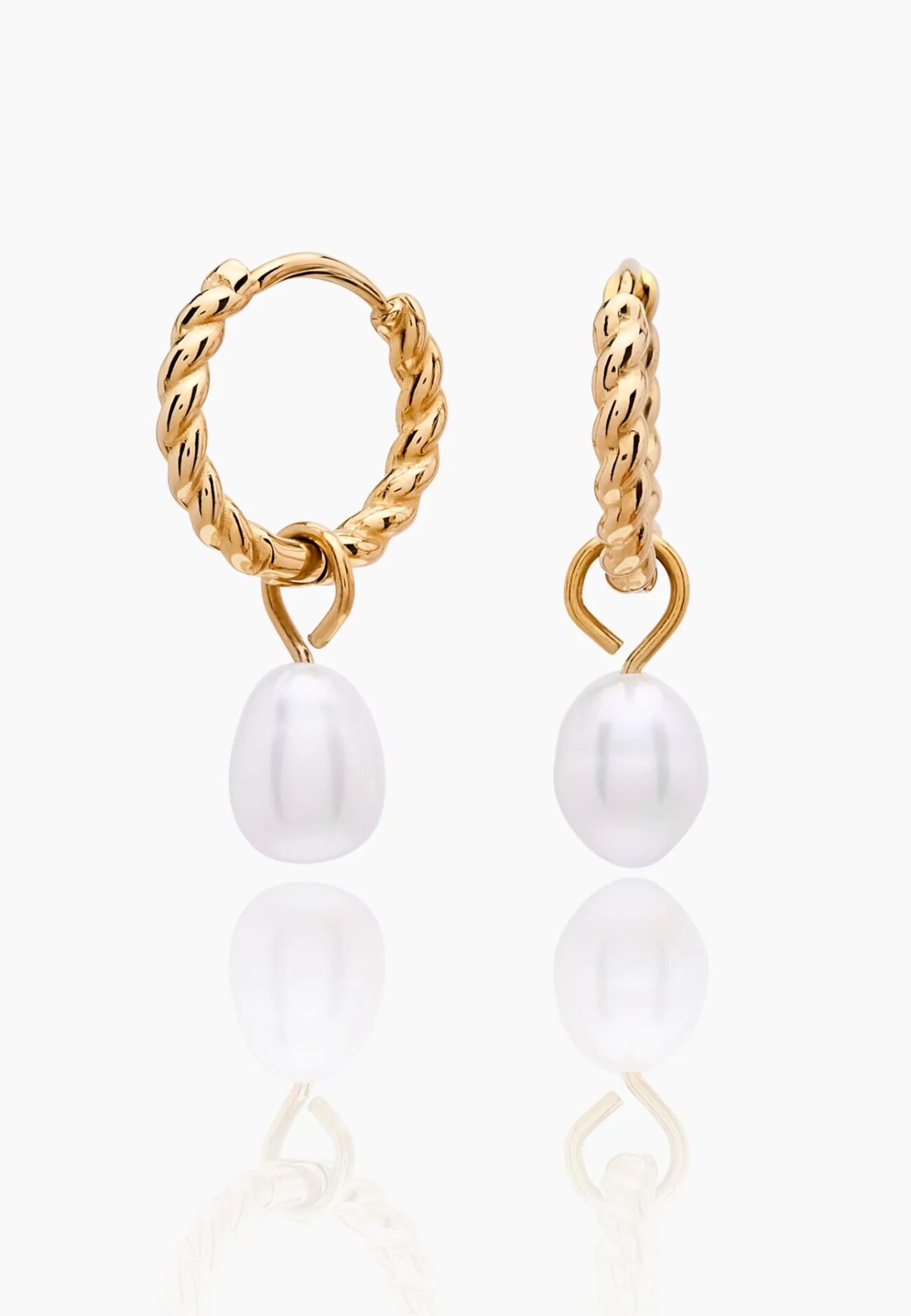 Mini Twisted Pearl Hoops