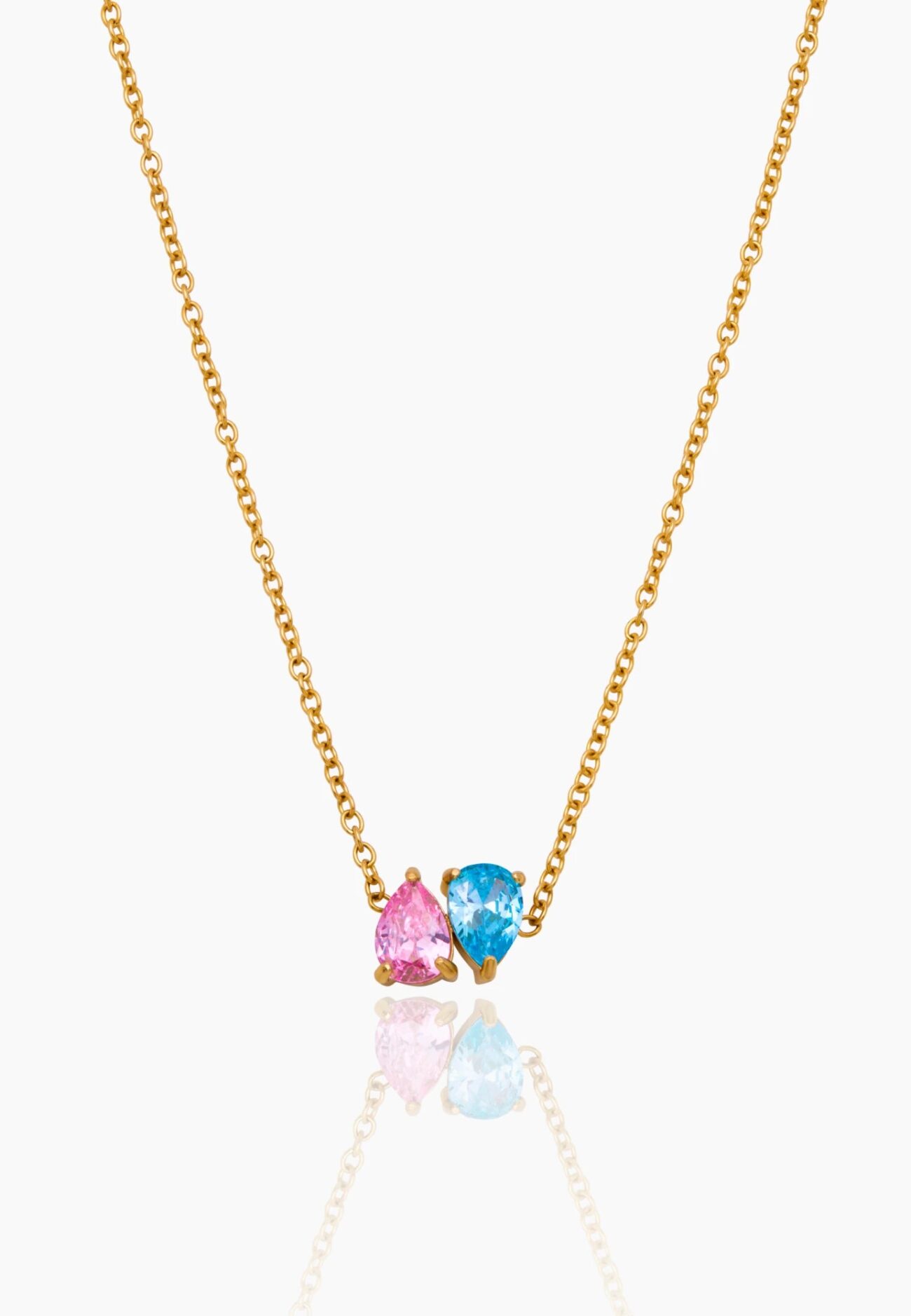 Duo Teardrop Birthstone Necklace