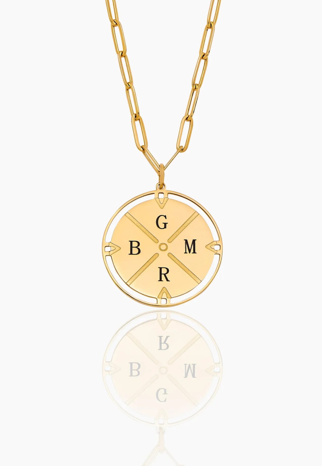 Engraved Initial Compass Necklace