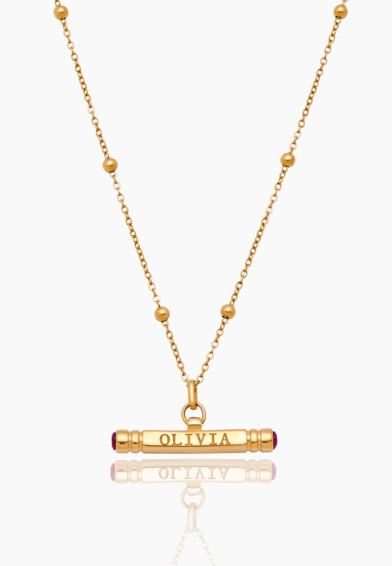 Custom Name & Birthstone T-Bar Necklace