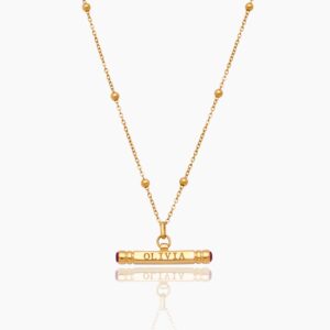 Custom Name & Birthstone T-Bar Necklace