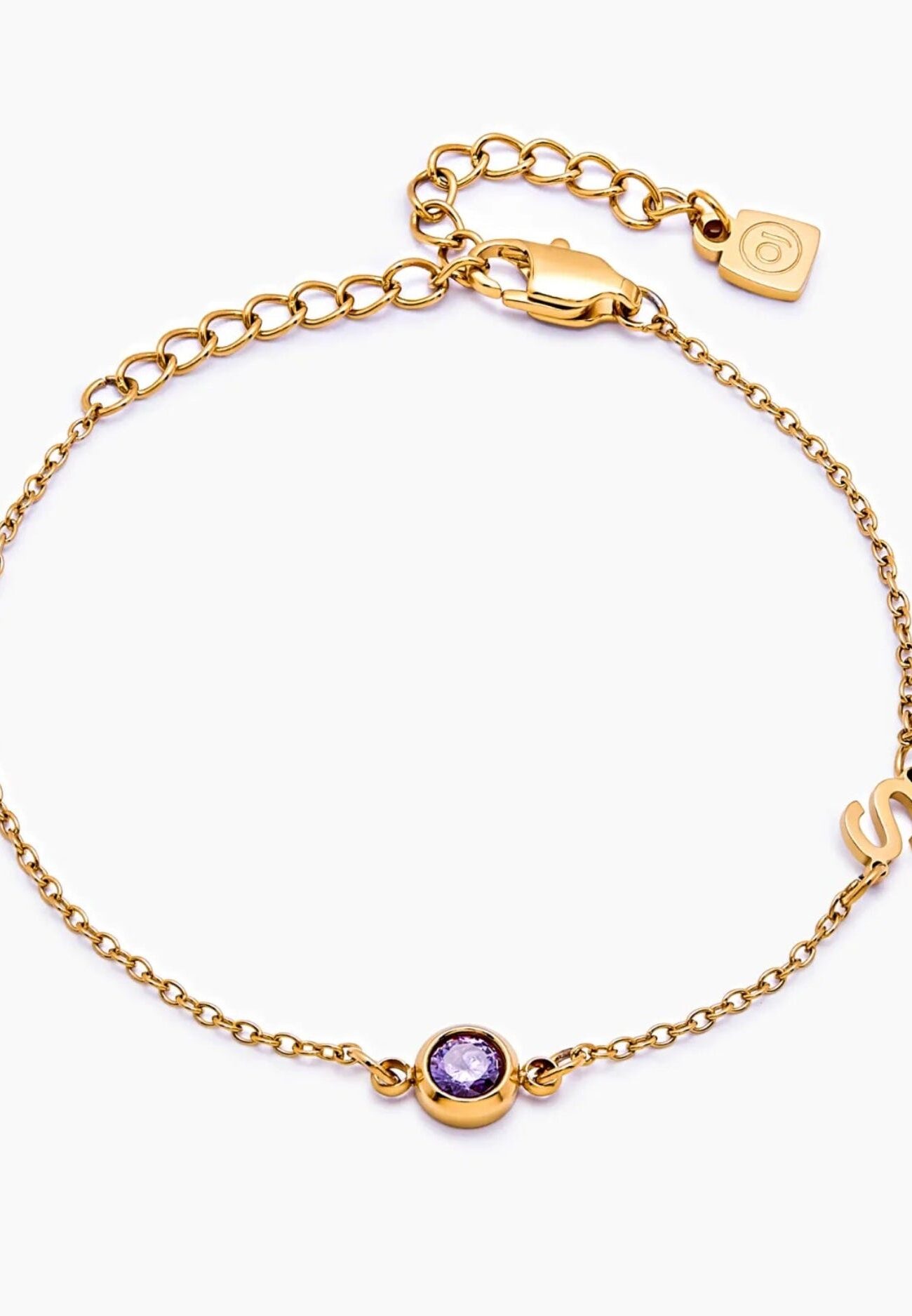 Side-Set Initial Birthstone Bracelet