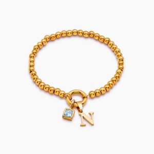 Beaded Initial Birthstone Bracelet