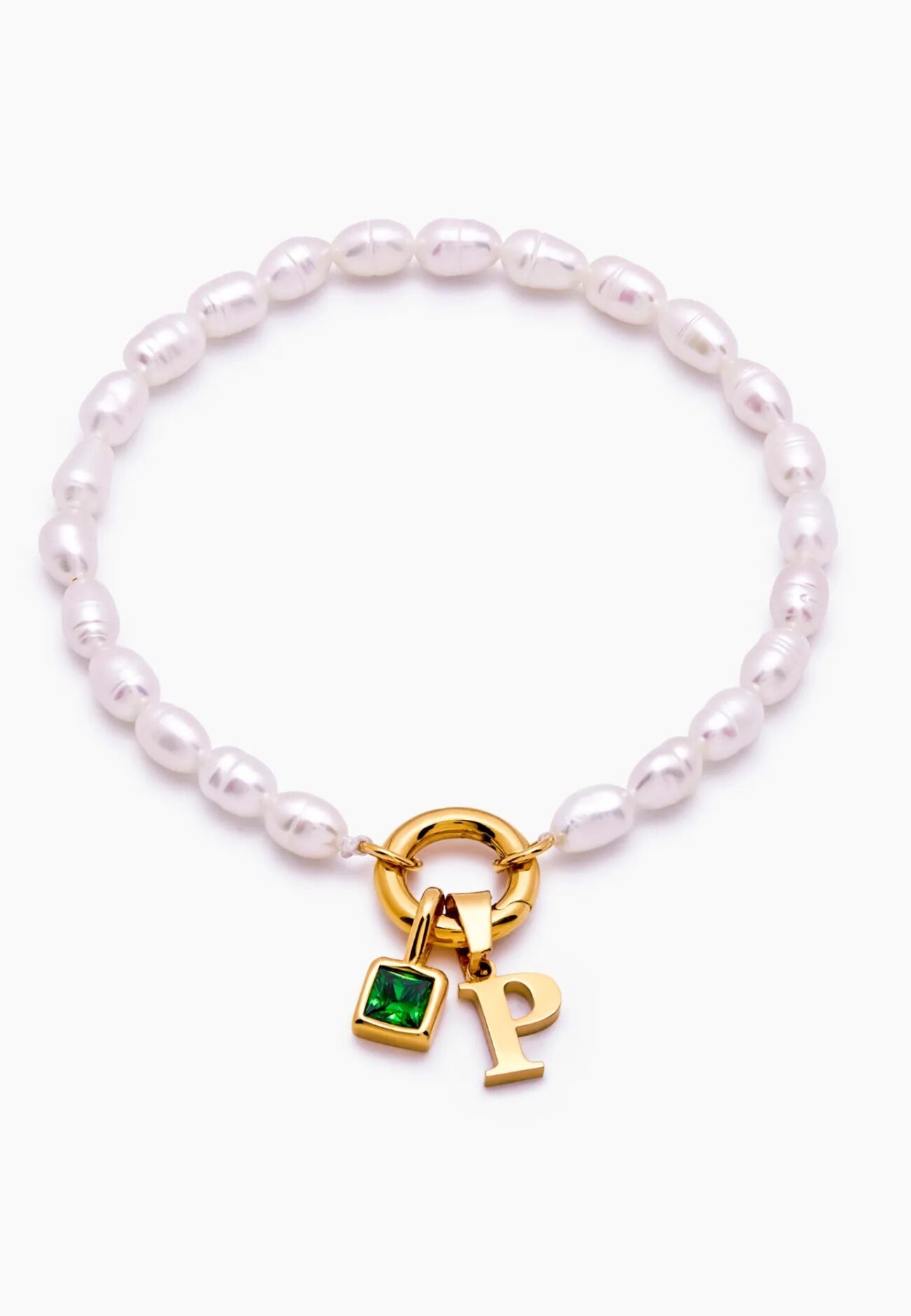 Pearl Initial Birthstone Bracelet
