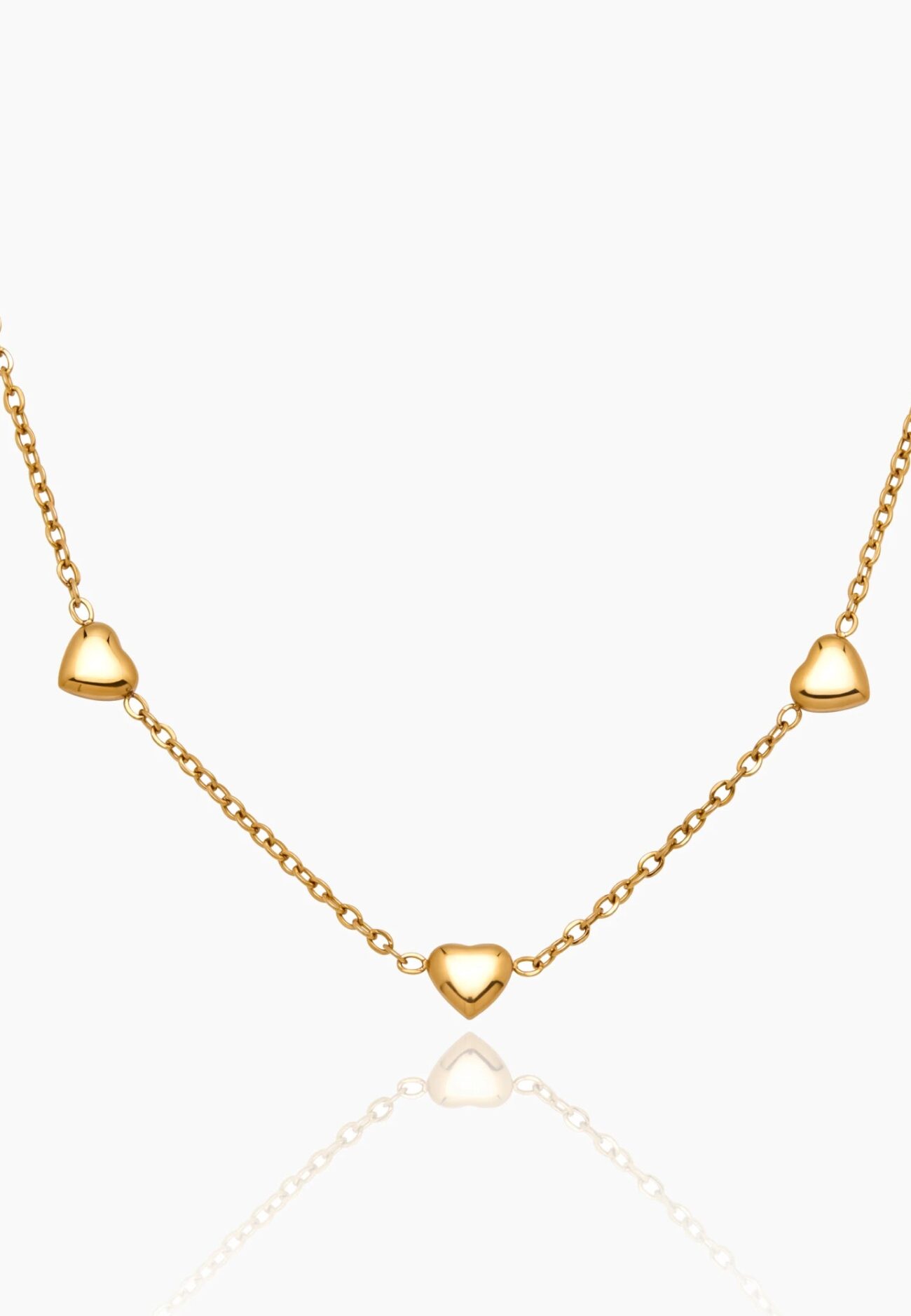 Puffed Heart Station Necklace
